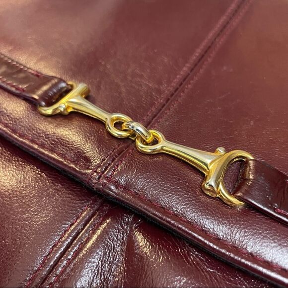 Vintage Jane Shilton Burgundy Horsebit Shoulder Bag - Picture 5 of 8